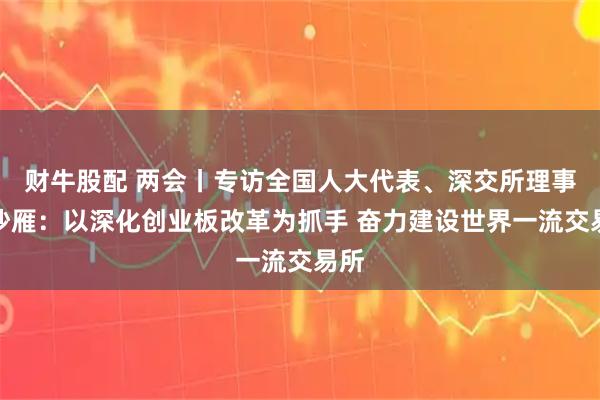 财牛股配 两会丨专访全国人大代表、深交所理事长沙雁：以深化创业板改革为抓手 奋力建设世界一流交易所